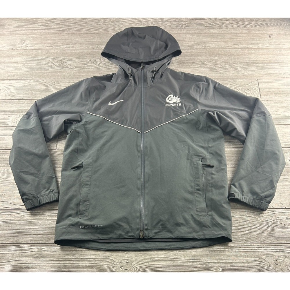 Nike Jacket Mens Medium Gray Storm Fit Windbreaker Full Zip Griz Esports Hooded